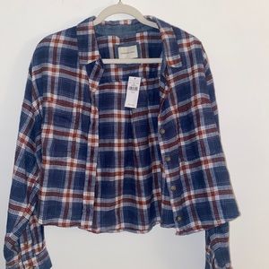 AMERICAN EAGLE CROPPED FLANNEL
